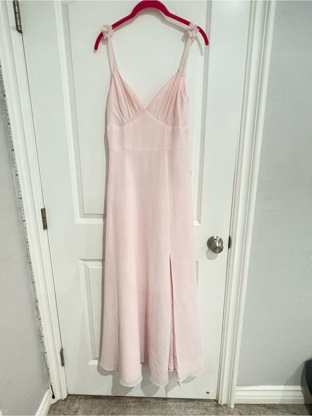 Delicate Light Pink Slip Dress with Spaghetti Ties